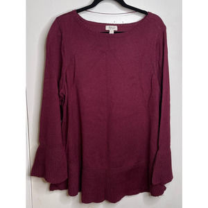 Style & Co Women's Plus Size Ruffled Sweater Winestone Size 1X